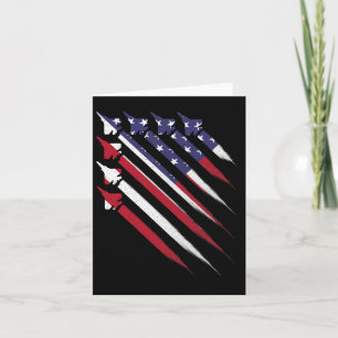 Patriotic 4:e juli Jet USA American Flagga Bo Kort