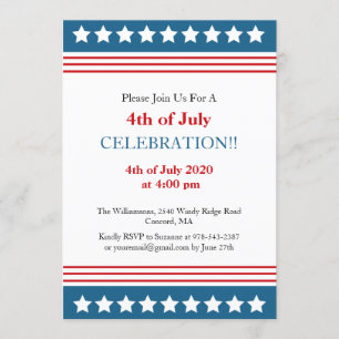 Patriotic 4:e juli Party USA American Flagga Inbjudningar