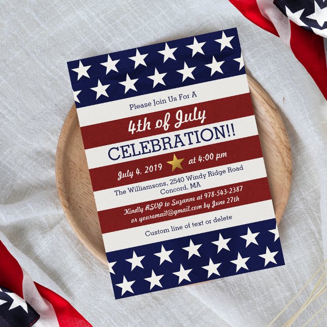 Patriotic 4:e juli Party USA American Flagga Inbjudningar (Skapare uppladdad)