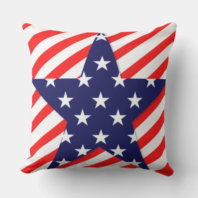 Patriotic, 4:e juli, Star Design Utomhuskudde (Framsida)