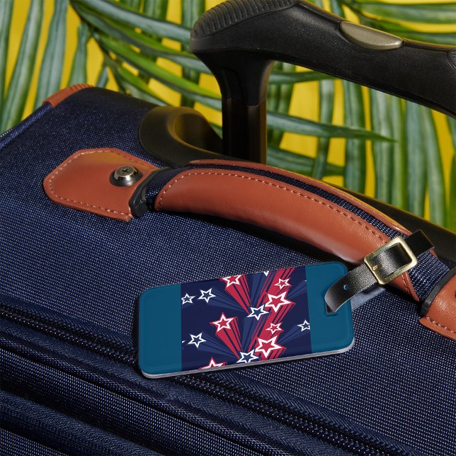 Patriotic 4:e juli Stars Red White and Blue Bagagebricka (Skapare uppladdad)