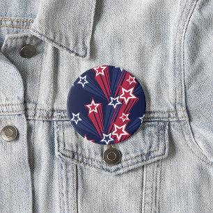 Patriotic 4:e juli Stars Red White and Blue Knapp