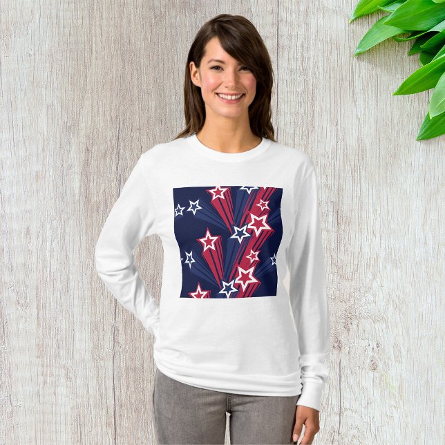 Patriotic 4:e juli Stars Red White and Blue T Shirt (Skapare uppladdad)