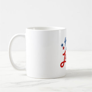 Patriotic 4:e juli Typography Design - Red Bleu Kaffemugg