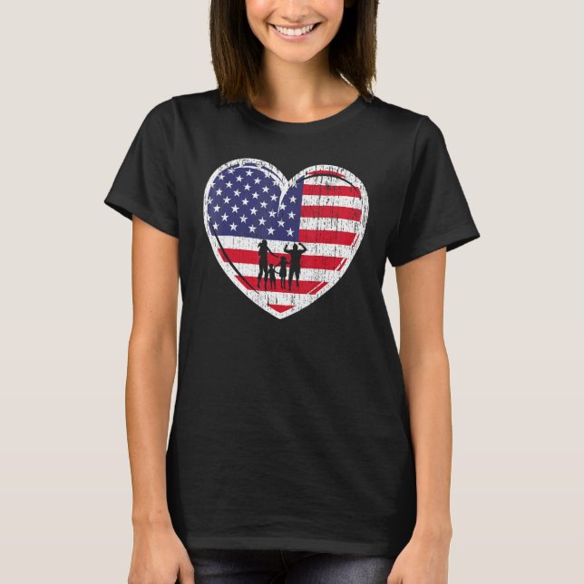 Patriotic 4:e juli, US Flagga White & Blue Hap T Shirt (Framsida)