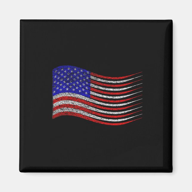 Patriotic 4:e juli USA Amerikanska Flagga Wave Magnet (Framsidan)
