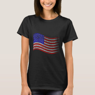 Patriotic 4:e juli USA Amerikanska Flagga Wave T Shirt