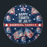 Patriotic 4:e juli Watercolor Family Namn Darttavla<br><div class="desc">personligen Watercolor Family Namn,  4:e juli,  design. Matchande produkter finns i 4:e juli Watercolor Collection.</div>