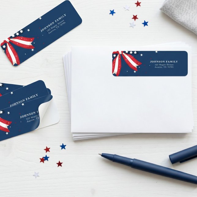 Patriotic 4th of July Independence Day Addres Returadress Etikett (Skapare uppladdad)