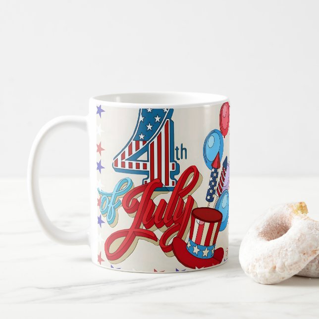 Patriotic 4th of July Mug USA Independence Day Kaffemugg (Med munk)