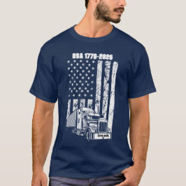 Patriotic 4th of July Tractor Trailer & US Flag T Shirt