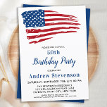 Patriotic 50:e Födelsedagsfesten American Flagga Inbjudningar<br><div class="desc">USA Amerikanska Flagga Födelsedagsfest inbjudan. Vänner i inbjudan och familj till din patriotiska födelsedagskalender med dessa moderna amerikanska Flagga inbjudningar. Anpassa den här amerikanska flagga-inbjudan med information om evenemanget, namn och party. Se vår samling för matchande patriotiska födelsedagspresenter, party favors och artiklar. COPYRIGHT © 2021 Judy Burrows, Black Hund Art...</div>