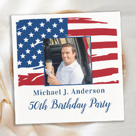 Patriotic 50:e Födelsedagsfesten American Flagga P Pappersservett