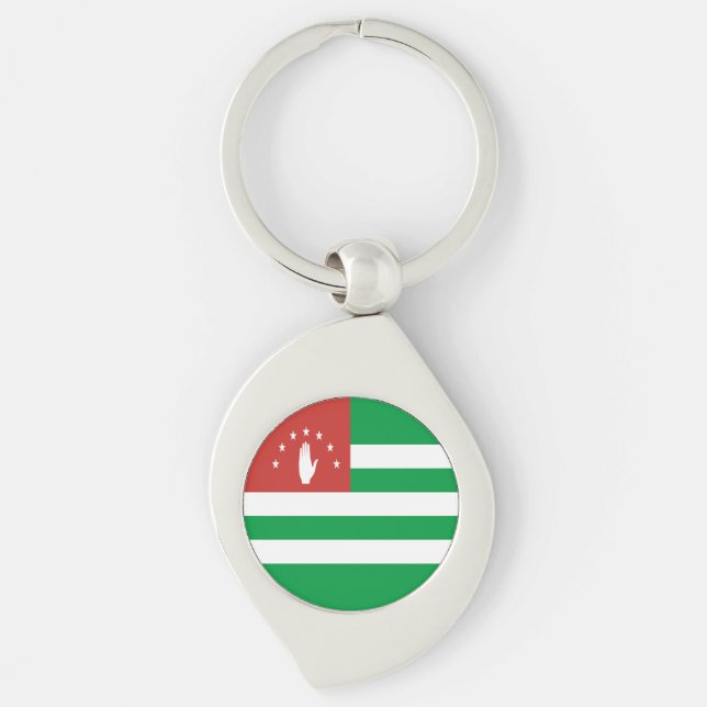 Patriotic Abkhazia Flagga Swirl Silverfärgad Nyckelring (Framsidan)