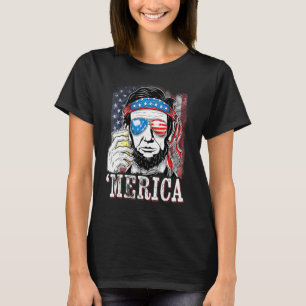 Patriotic Abraham Lincoln Merica USA flagga 4:e av T Shirt