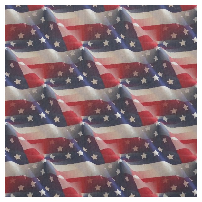 Patriotic Abstrakt American Flaggor Collage Tyg (Provkarta)