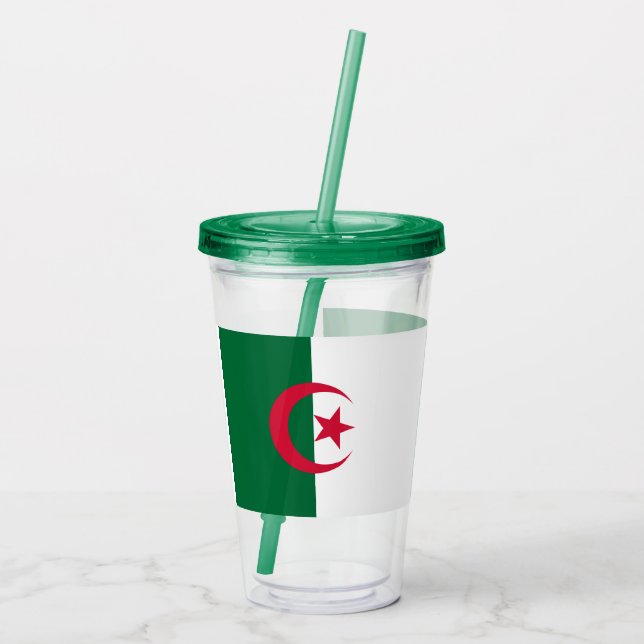 Patriotic Acrylic Tumbler med flagga av Algeriet Take Away Mugg (Baksida)