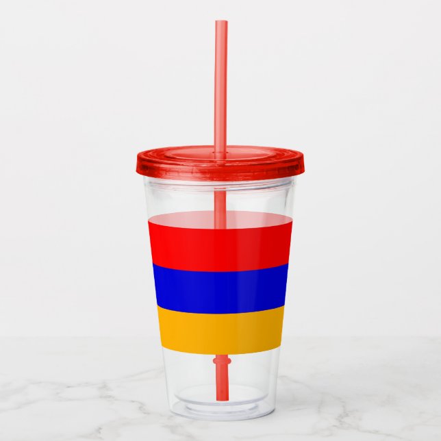 Patriotic Acrylic Tumbler med flagga av Armenien Take Away Mugg (Framsida)