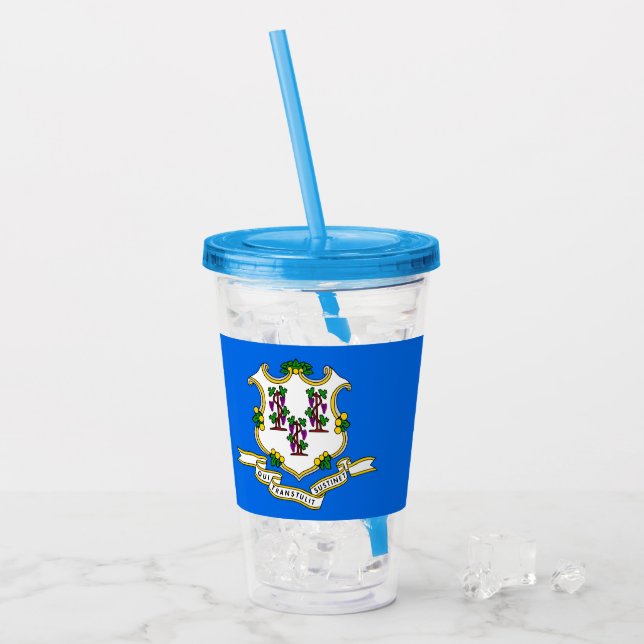 Patriotic Acrylic Tumbler med flagga av Connecticu Take Away Mugg (Framsida Ice)