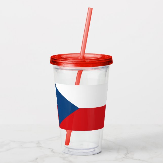 Patriotic Acrylic Tumbler med flagga av Czechia Take Away Mugg (Baksida)