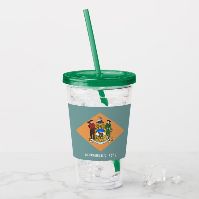 Patriotic Acrylic Tumbler med flagga av Delaware Take Away Mugg (Framsida Ice)