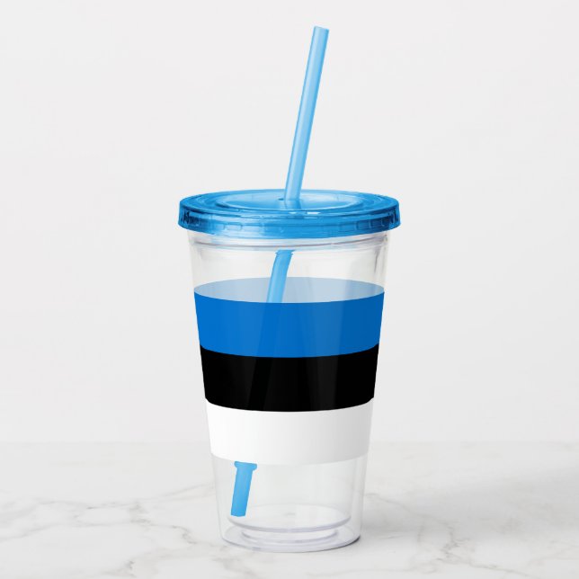 Patriotic Acrylic Tumbler med flagga av Estland Take Away Mugg (Baksida)