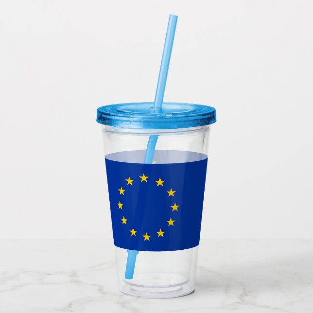 Patriotic Acrylic Tumbler med flagga av Europa Take Away Mugg (Baksida)