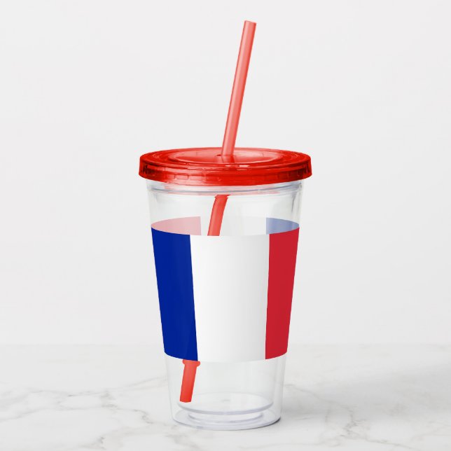 Patriotic Acrylic Tumbler med flagga av Frankrike Take Away Mugg (Baksida)