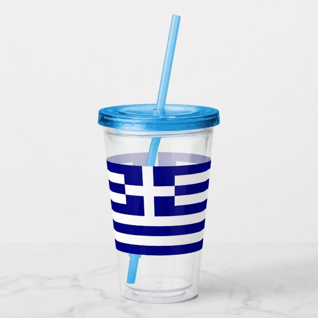 Patriotic Acrylic Tumbler med flagga av Grekland Take Away Mugg (Baksida)