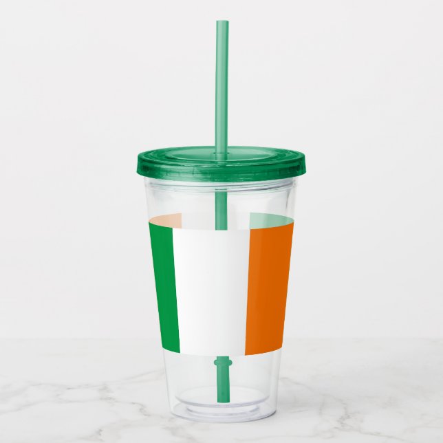Patriotic Acrylic Tumbler med flagga av Irland Take Away Mugg (Framsida)