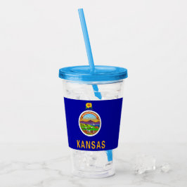 Patriotic Acrylic Tumbler med flagga av Kansas Take Away Mugg