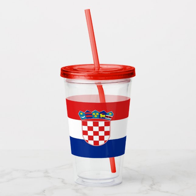 Patriotic Acrylic Tumbler med flagga av Kroatien Take Away Mugg (Vänster)