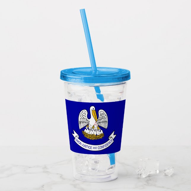 Patriotic Acrylic Tumbler med flagga av Louisiana Take Away Mugg (Framsida Ice)