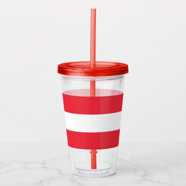 Patriotic Acrylic Tumbler med flagga av Österrike Take Away Mugg (Framsida)