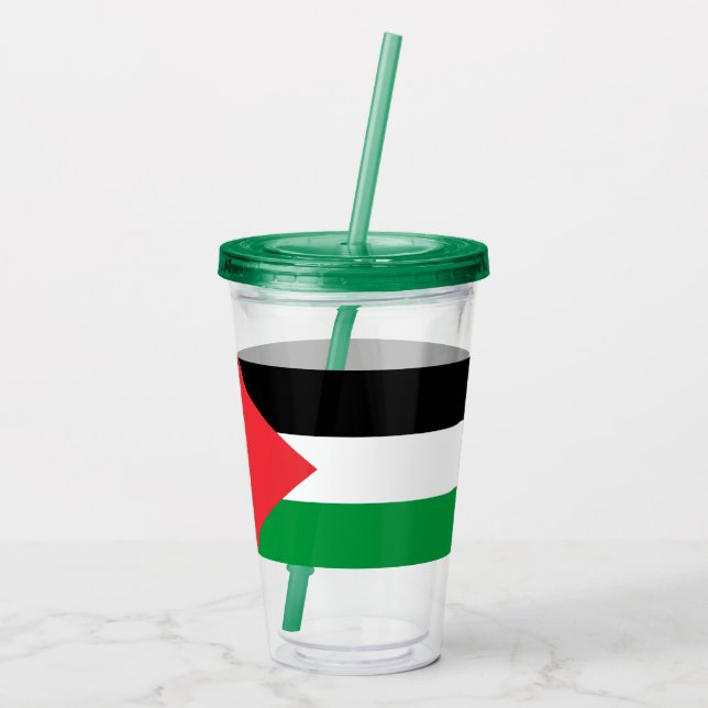 Patriotic Acrylic Tumbler med flagga av Palestina Take Away Mugg (Baksida)