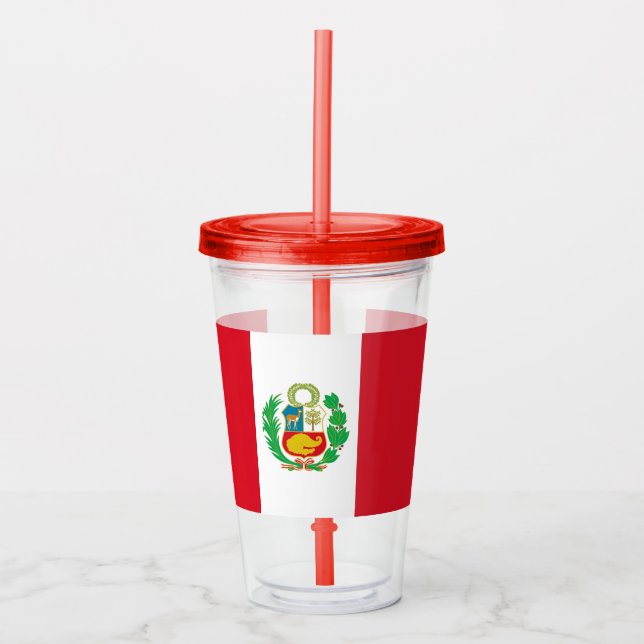 Patriotic Acrylic Tumbler med flagga av Peru Take Away Mugg (Framsida)