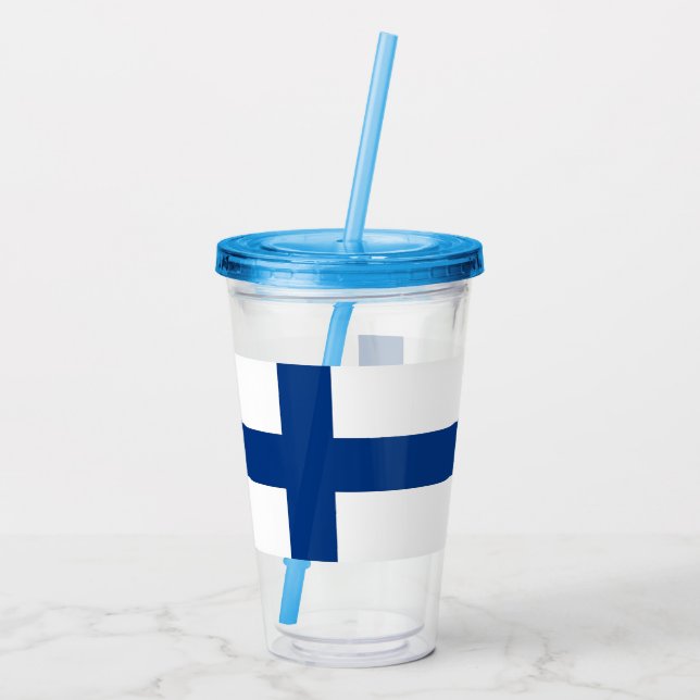 Patriotic Acrylic Tumbler med flagga från Finland Take Away Mugg (Baksida)