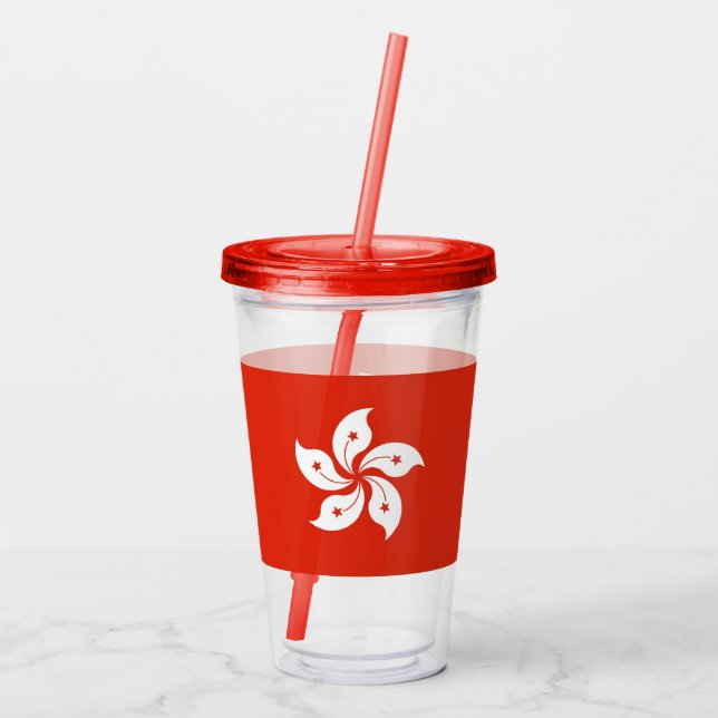 Patriotic Acrylic Tumbler med flagga från Hongkong Take Away Mugg (Baksida)