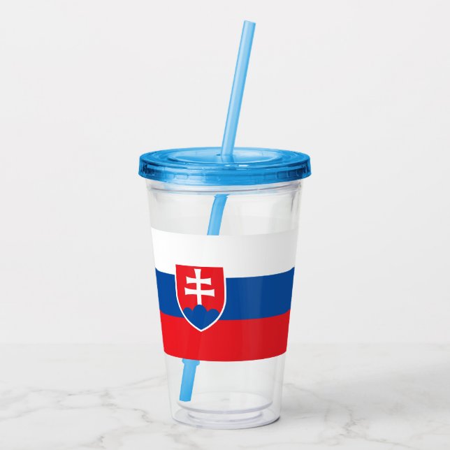 Patriotic Acrylic Tumbler med flagga från Slovakie Take Away Mugg (Baksida)