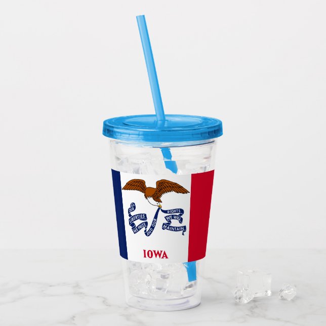 Patriotic Acrylic Tumbler med flagga Iowa Take Away Mugg (Framsida Ice)
