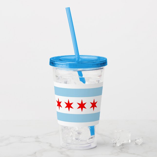 Patriotic Acrylic Tumbler med flagga of Chicago Take Away Mugg (Framsida Ice)