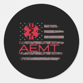 Patriotic Aemt Medical Technician First Aider Runt Klistermärke