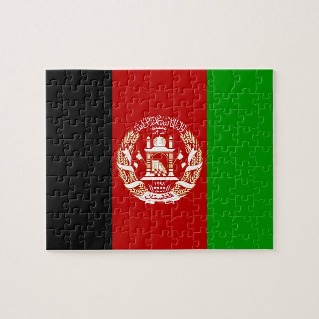 Patriotic Afghanistan Flagga Pussel (Horisontell)