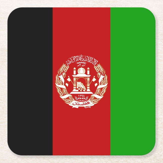 Patriotic Afghanistan Flagga Underlägg Papper Kvadrat (Framsidan)