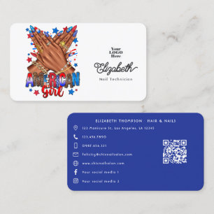 Patriotic African American Nail Salon Branding Visitkort
