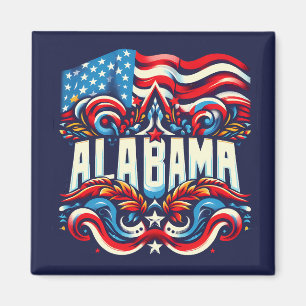Patriotic Alabama Abstrakt Decorative Design Magnet