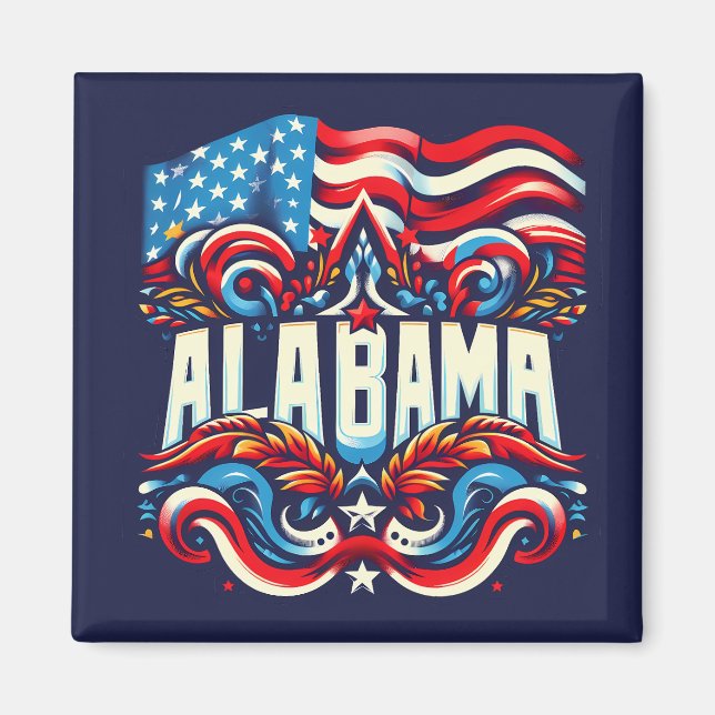 Patriotic Alabama Abstrakt Decorative Design Magnet (Framsidan)