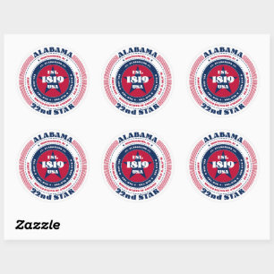 Patriotic Alabama Circle Design Sticker Runt Klistermärke