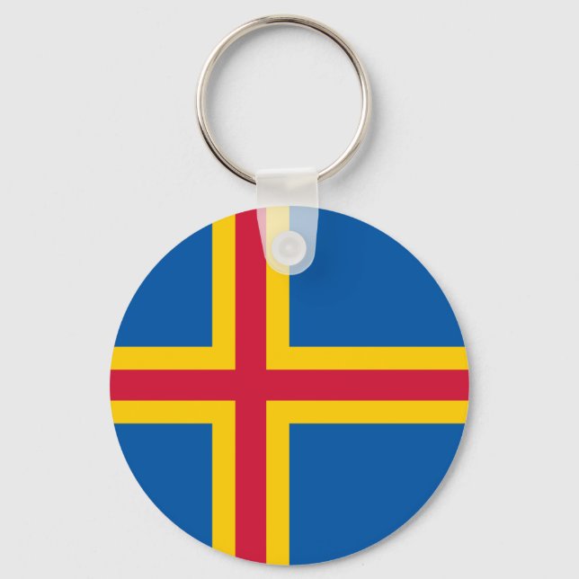 Patriotic Åland Flagga Nyckelring (Framsida)