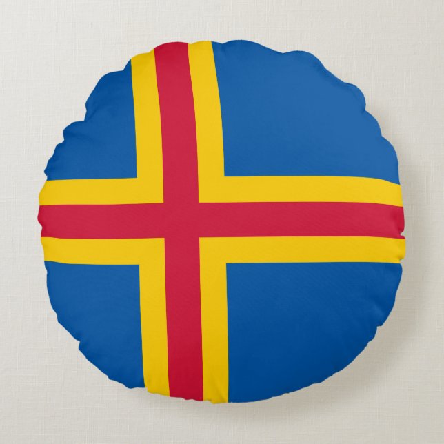 Patriotic Åland Flagga Rund Kudde (Framsidan)